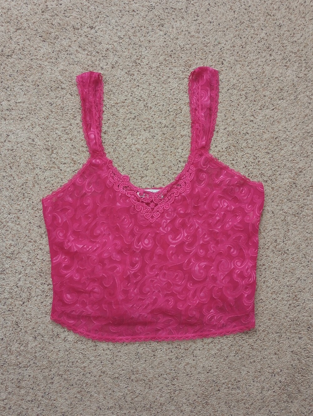 Lucie Ann ii Pink Sheer Tank Top Size Medium Vintage Made In The USA